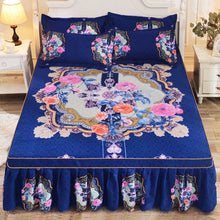 Load image into Gallery viewer, 1pc Thickened Sanding Bedspread Wedding Fitted Sheet Cover Soft Non-Slip King Queen Bed Skirt
