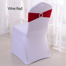 Load image into Gallery viewer, 50pcs/lot Stretch Lycra Spandex Chair Covers Bands With Buckle Slider For Wedding Decorations Wholesale Chair Sashes Bow
