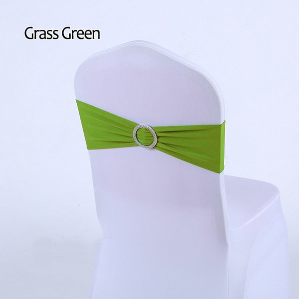 50pcs/lot Stretch Lycra Spandex Chair Covers Bands With Buckle Slider For Wedding Decorations Wholesale Chair Sashes Bow