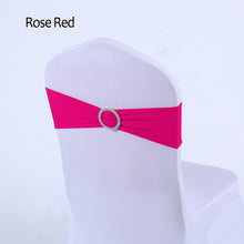 Load image into Gallery viewer, 50pcs/lot Stretch Lycra Spandex Chair Covers Bands With Buckle Slider For Wedding Decorations Wholesale Chair Sashes Bow
