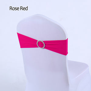 50pcs/lot Stretch Lycra Spandex Chair Covers Bands With Buckle Slider For Wedding Decorations Wholesale Chair Sashes Bow