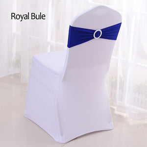 50pcs/lot Stretch Lycra Spandex Chair Covers Bands With Buckle Slider For Wedding Decorations Wholesale Chair Sashes Bow