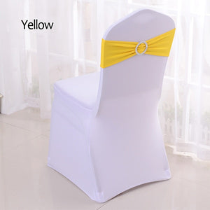50pcs/lot Stretch Lycra Spandex Chair Covers Bands With Buckle Slider For Wedding Decorations Wholesale Chair Sashes Bow