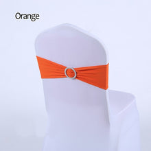 Load image into Gallery viewer, 50pcs/lot Stretch Lycra Spandex Chair Covers Bands With Buckle Slider For Wedding Decorations Wholesale Chair Sashes Bow
