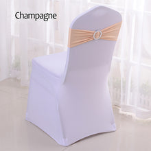 Load image into Gallery viewer, 50pcs/lot Stretch Lycra Spandex Chair Covers Bands With Buckle Slider For Wedding Decorations Wholesale Chair Sashes Bow
