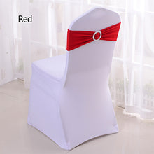 Load image into Gallery viewer, 50pcs/lot Stretch Lycra Spandex Chair Covers Bands With Buckle Slider For Wedding Decorations Wholesale Chair Sashes Bow
