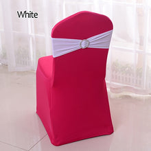 Load image into Gallery viewer, 50pcs/lot Stretch Lycra Spandex Chair Covers Bands With Buckle Slider For Wedding Decorations Wholesale Chair Sashes Bow
