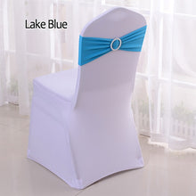 Load image into Gallery viewer, 50pcs/lot Stretch Lycra Spandex Chair Covers Bands With Buckle Slider For Wedding Decorations Wholesale Chair Sashes Bow
