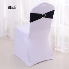 Load image into Gallery viewer, 50pcs/lot Stretch Lycra Spandex Chair Covers Bands With Buckle Slider For Wedding Decorations Wholesale Chair Sashes Bow
