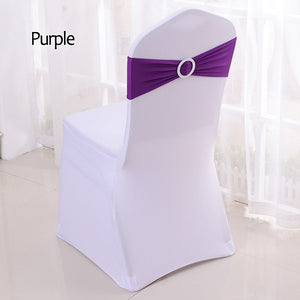 50pcs/lot Stretch Lycra Spandex Chair Covers Bands With Buckle Slider For Wedding Decorations Wholesale Chair Sashes Bow
