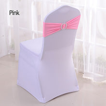 Load image into Gallery viewer, 50pcs/lot Stretch Lycra Spandex Chair Covers Bands With Buckle Slider For Wedding Decorations Wholesale Chair Sashes Bow
