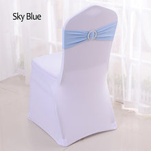 Load image into Gallery viewer, 50pcs/lot Stretch Lycra Spandex Chair Covers Bands With Buckle Slider For Wedding Decorations Wholesale Chair Sashes Bow
