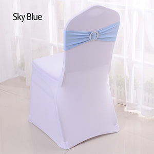 50pcs/lot Stretch Lycra Spandex Chair Covers Bands With Buckle Slider For Wedding Decorations Wholesale Chair Sashes Bow